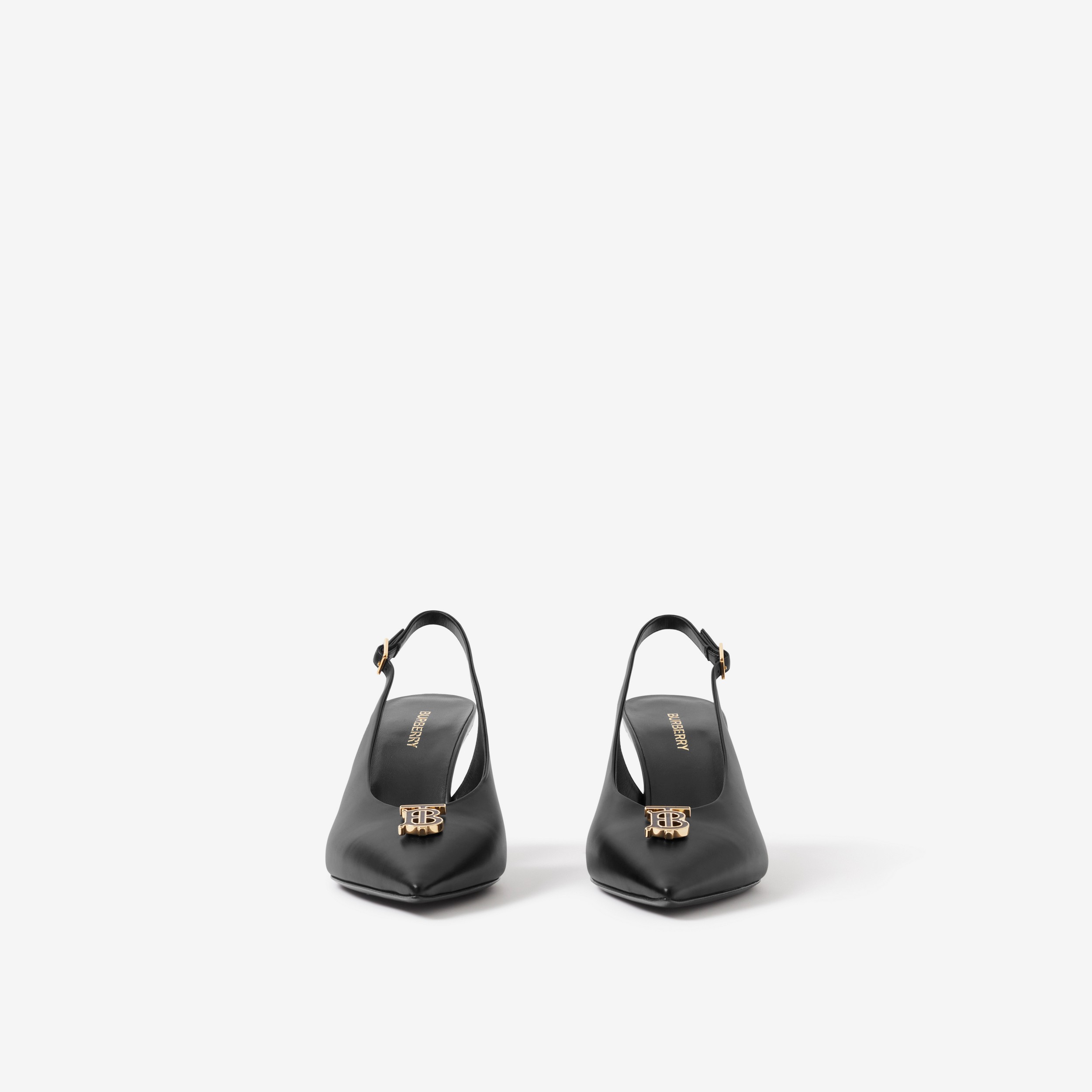 Escarpins à talon ouvert en cuir Monogram (Noir) - Femme | Site officiel Burberry® - 2