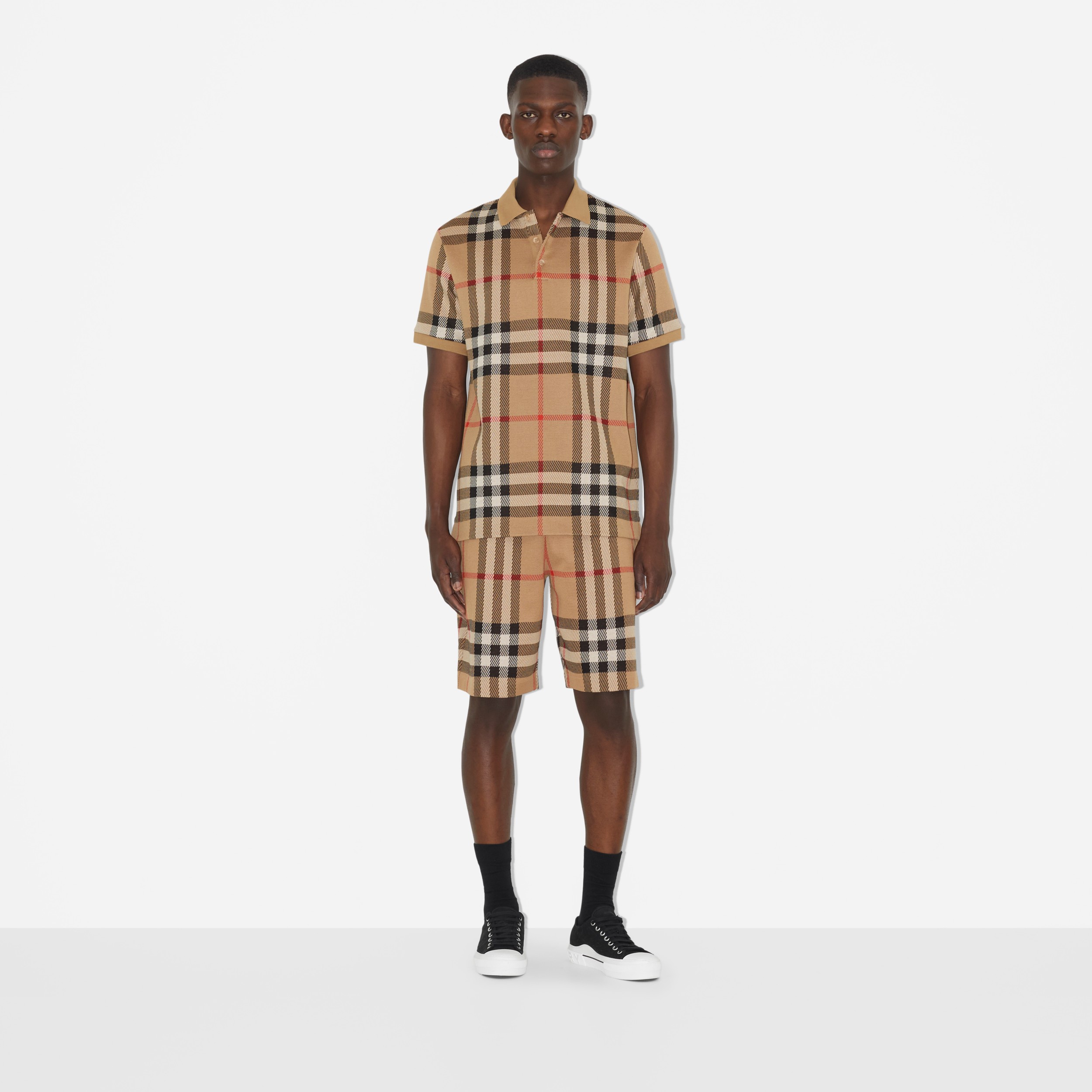 Check Cotton Jacquard Polo Shirt in Archive Beige - Men | Burberry® Official - 2