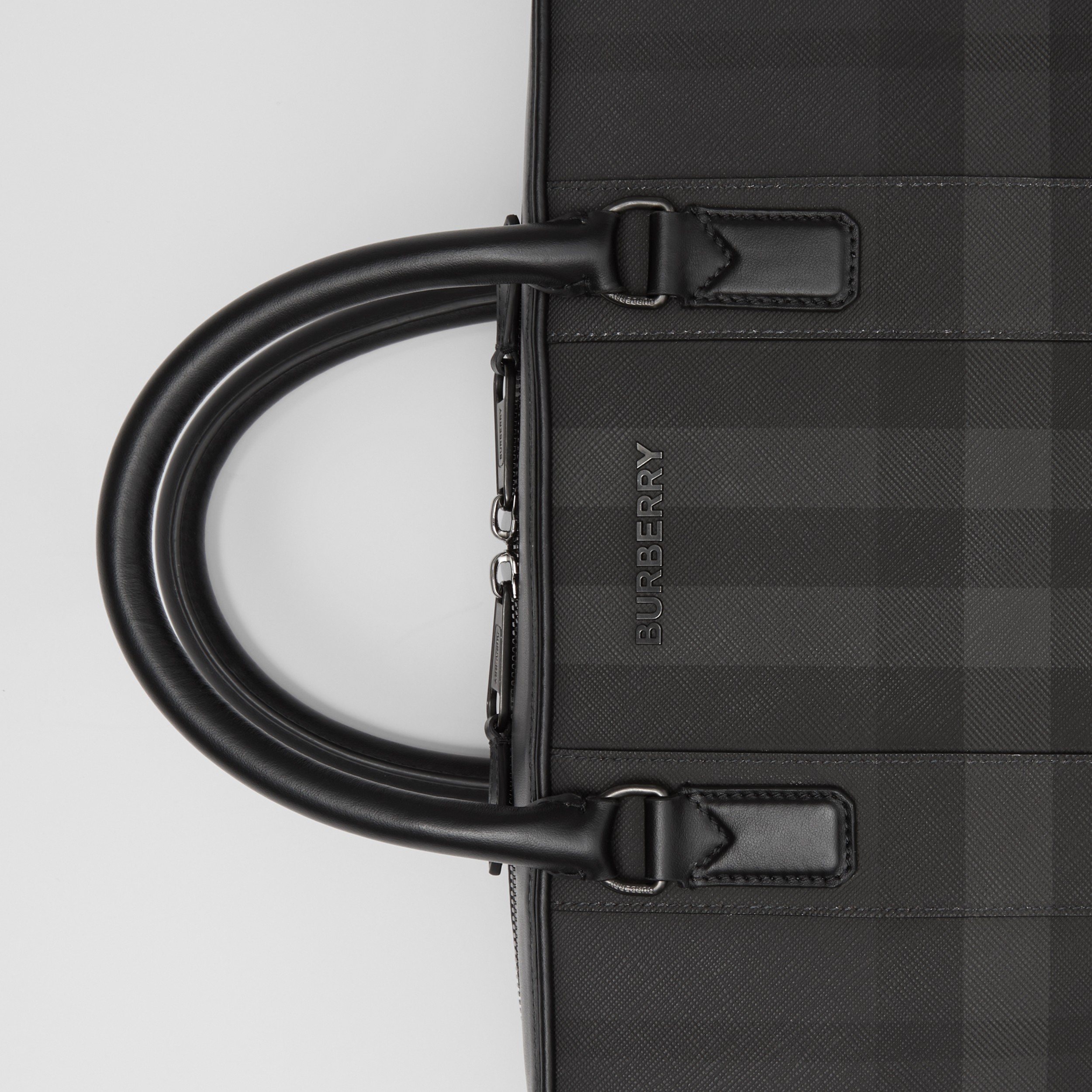 Charcoal Check and Leather Briefcase - Men | Burberry® Official - 2