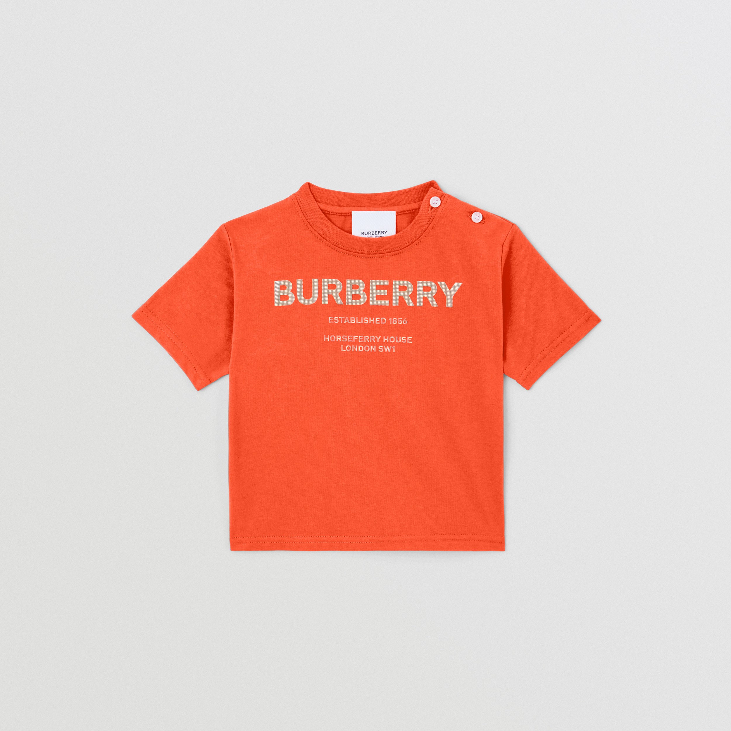 Horseferry Print Cotton T-shirt in Vermilion Red - Children | Burberry® Official - 1