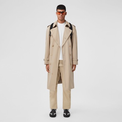 Men's floor outlet length trench coat