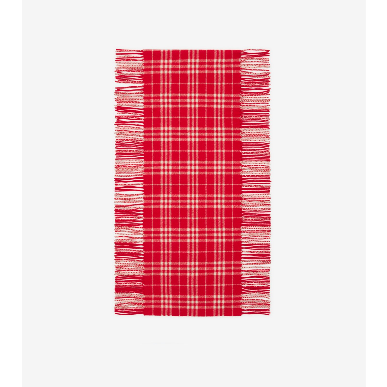 Check Cashmere Fringed Scarf