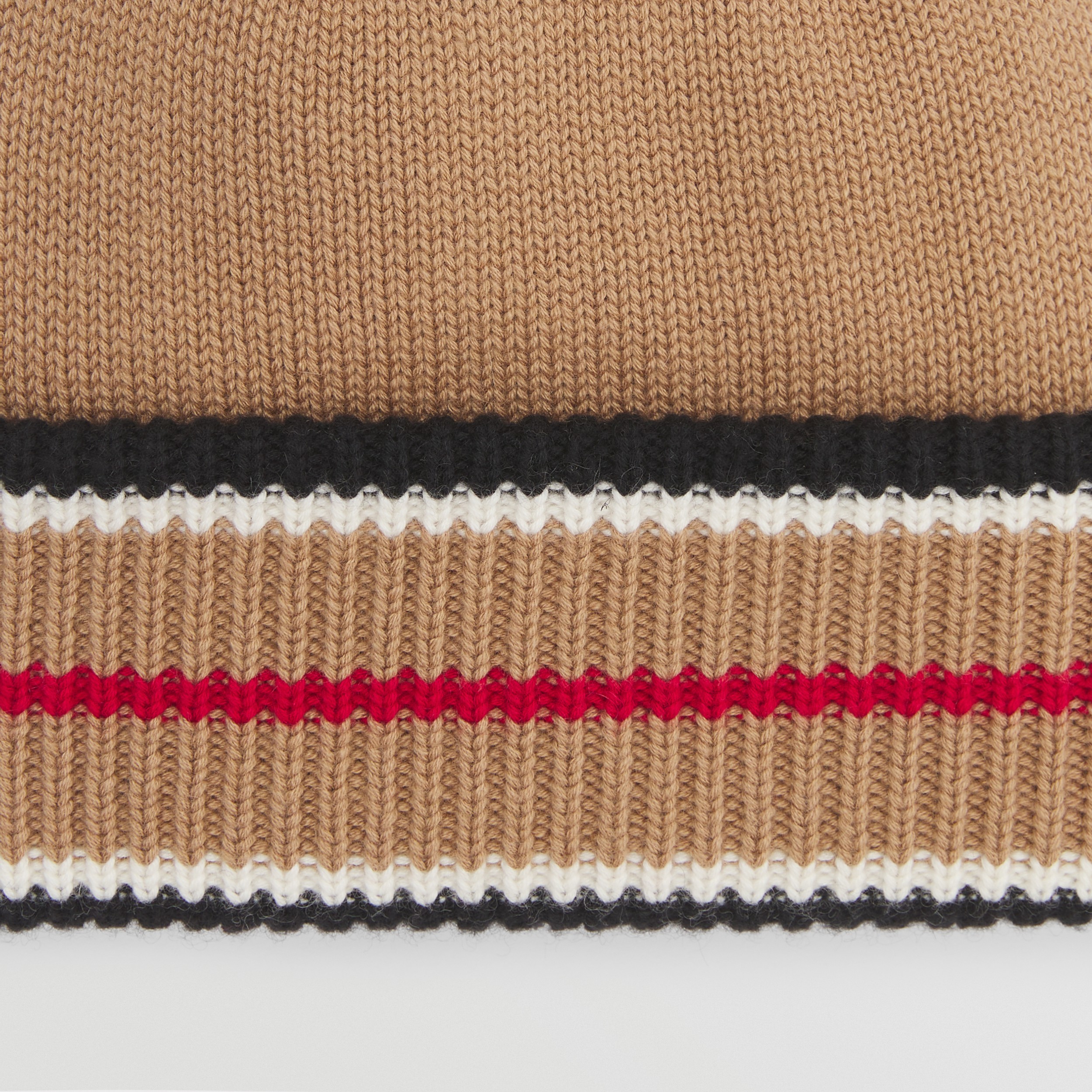 Reversible Icon Stripe Cashmere Cotton Beanie in Black/camel | Burberry® Official - 2