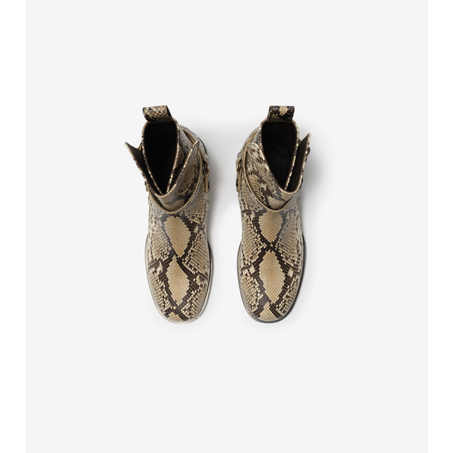 Python-print Leather Ledger Boots​​ in Serpent beige - Men | Burberry® Official