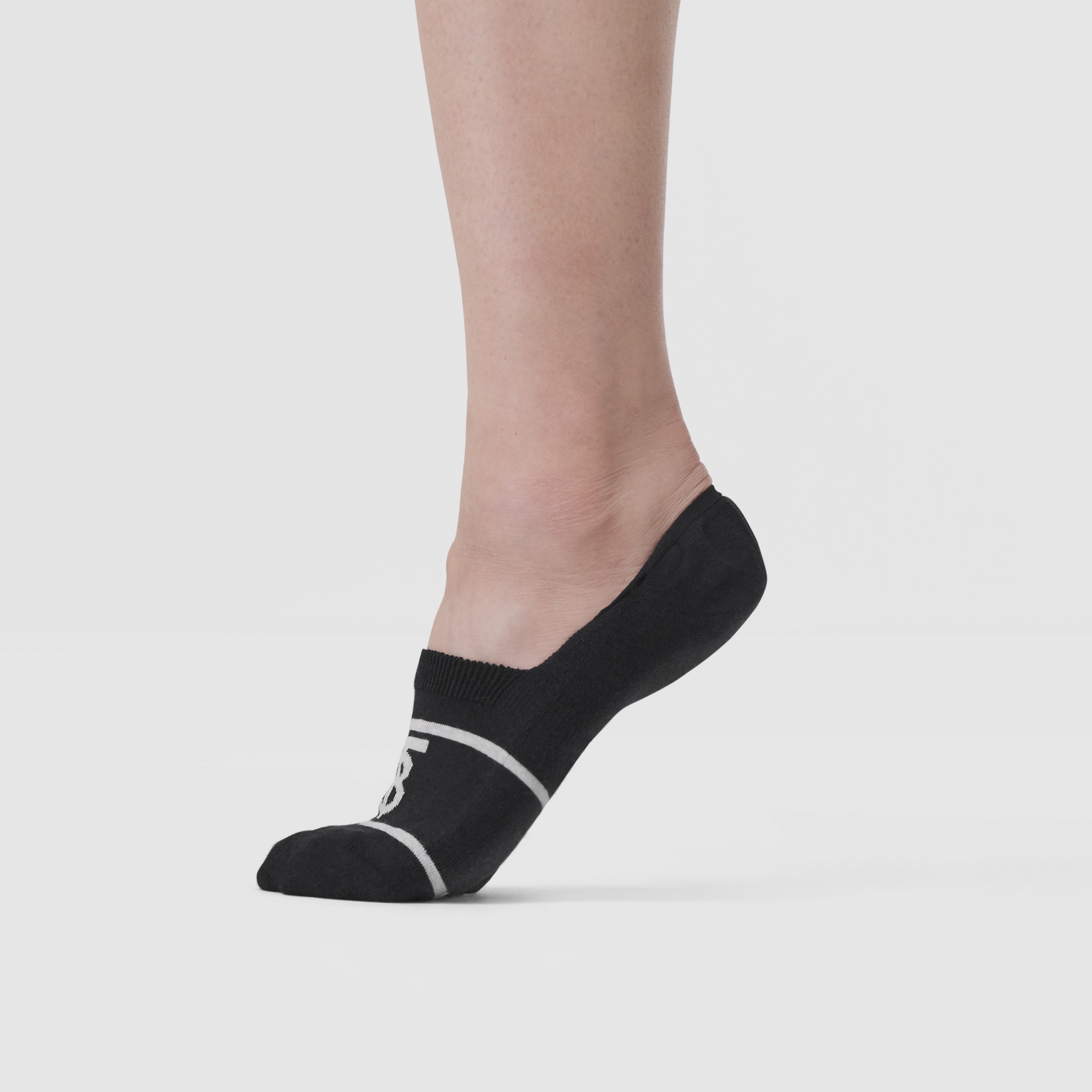 Monogram Intarsia Cotton Blend Sneaker Socks in Black | Burberry® Official - 3