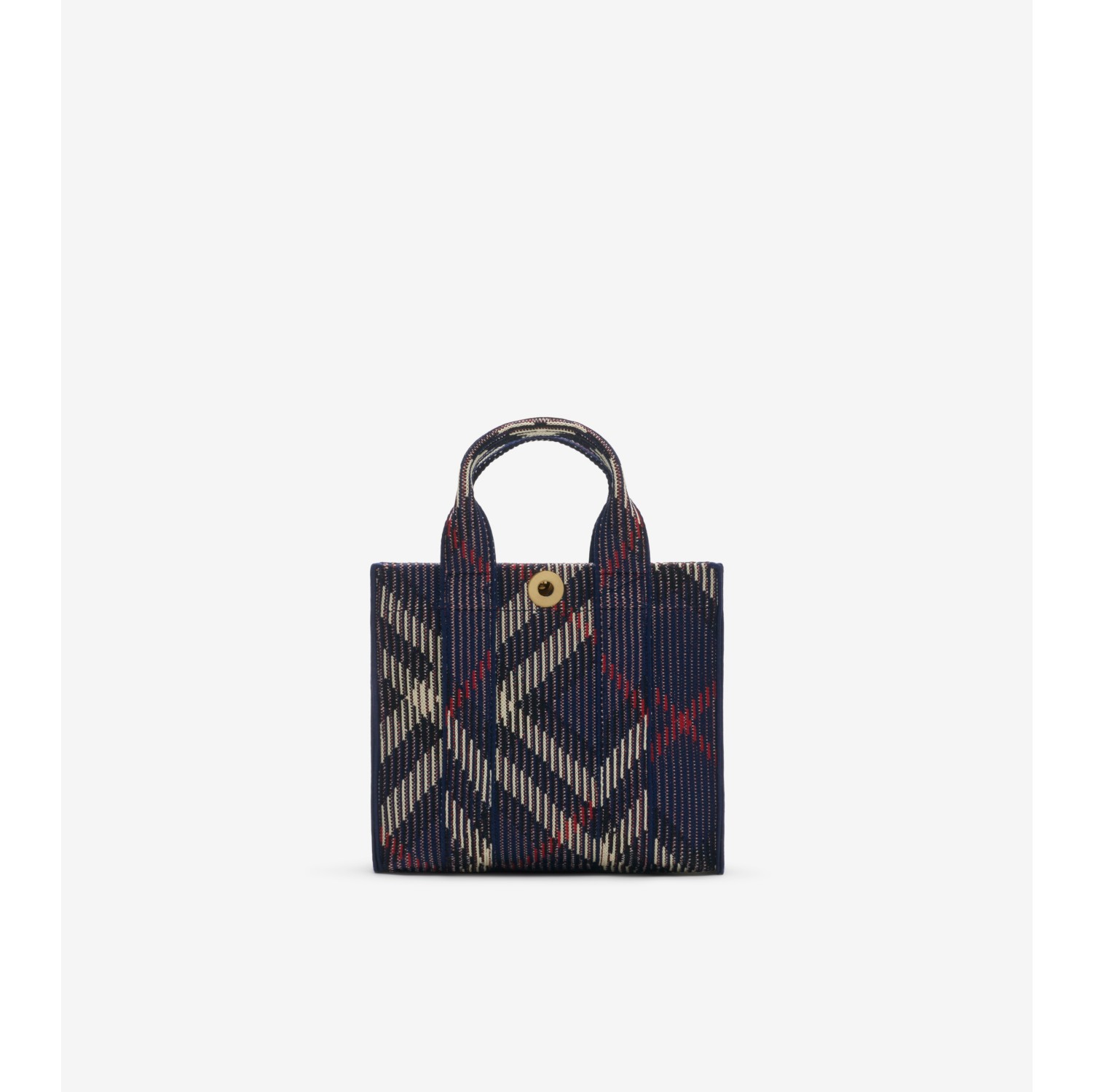 Mini Check Knitted Tote in Marine Women Burberry Official