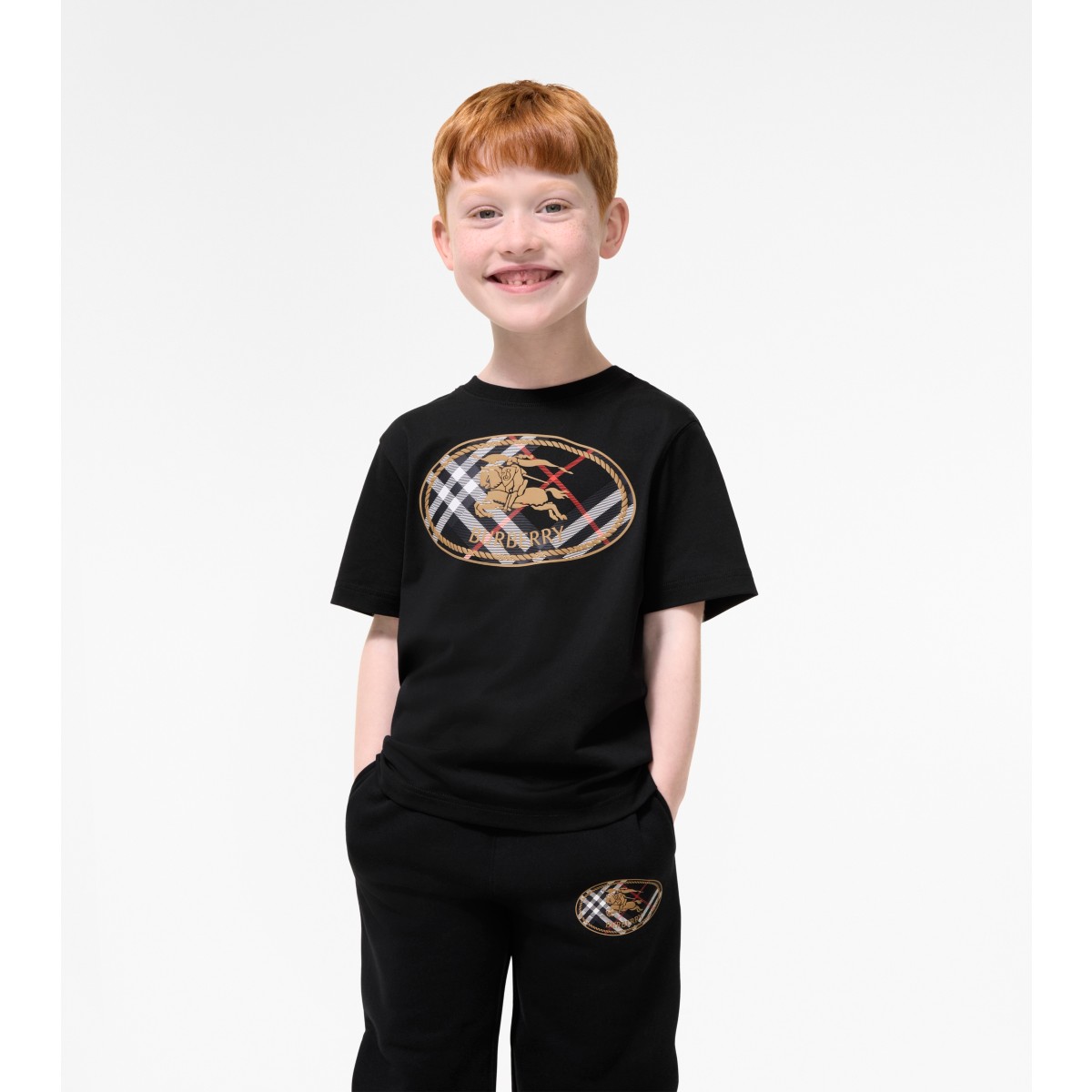 Check Knight Stamp Cotton T-shirt