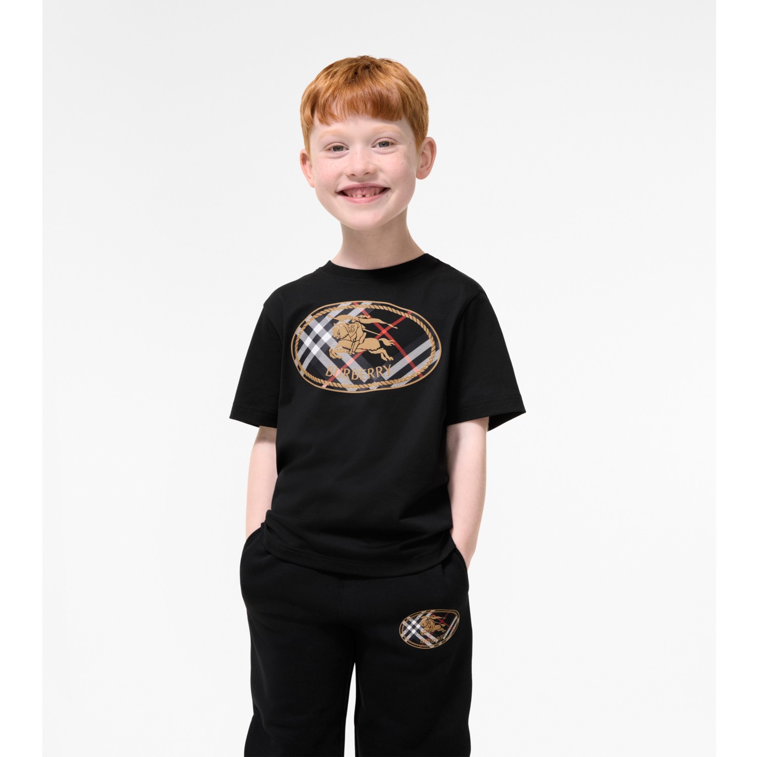Check Knight Stamp Cotton T-shirt
