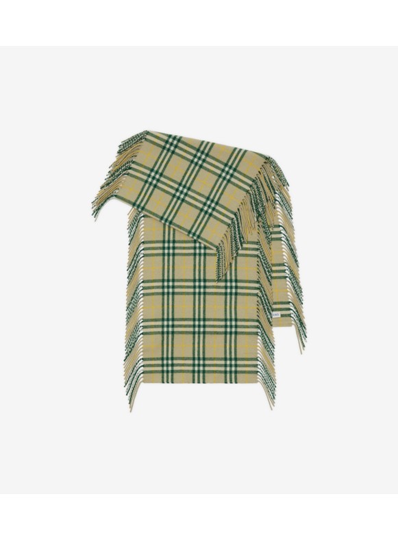 ✨NWT ✨BURBERRY Men/Women Signature Gauze Plaid 100%Cashmere Antique Yellow  Scarf