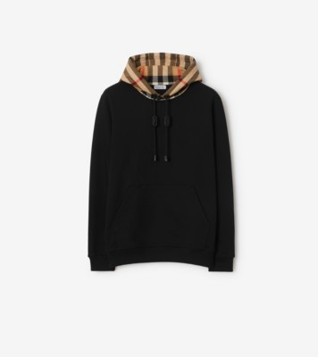 BURBERRY Check Trim Cotton Hoodie