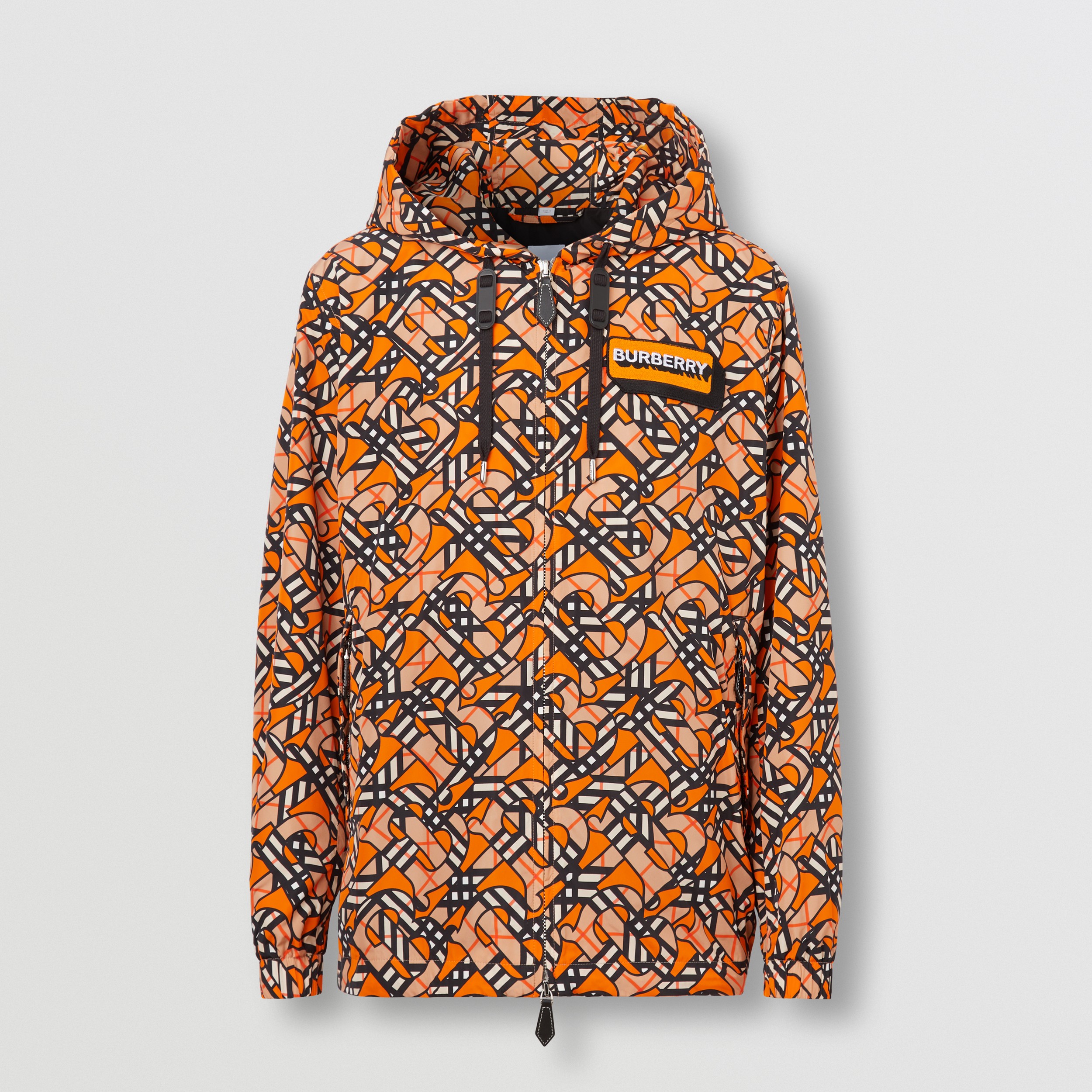 Monogram Print Nylon Hooded Jacket in Bright Orange - Men | Burberry® Official - 4