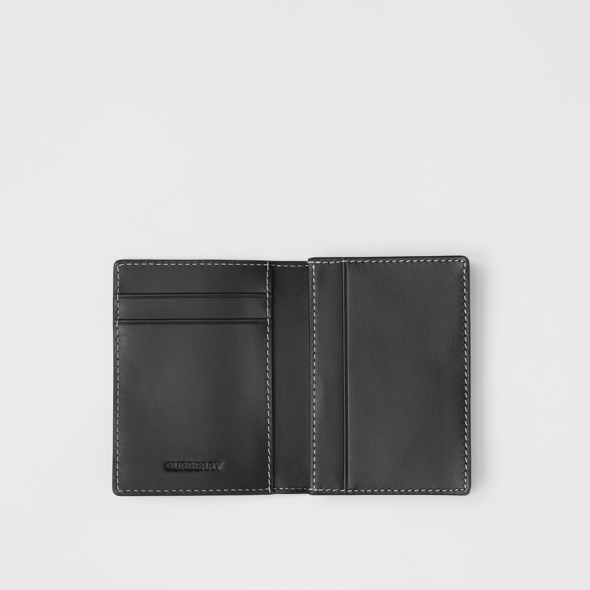 Check and Leather Folding Card Case in Dark Birch Brown - Men | Burberry® Official - 3