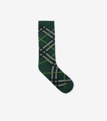 Check Cotton Blend Socks in Thicket green | Burberry® Official