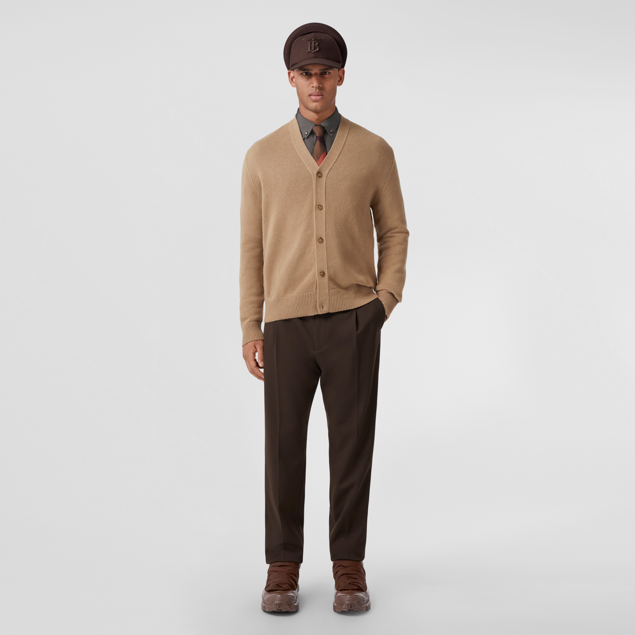 Monogram Motif Cashmere Cardigan in Camel - Men | Burberry® Official - 1