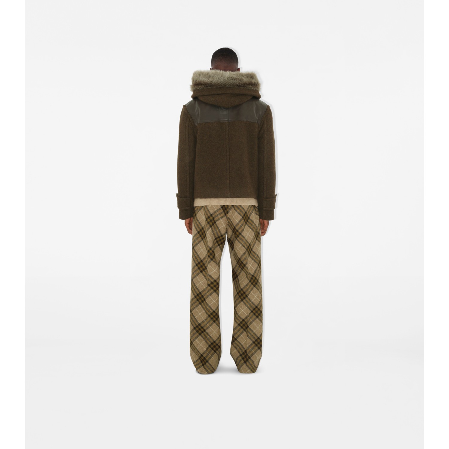 Pleated Check Wool Tailored Trousers