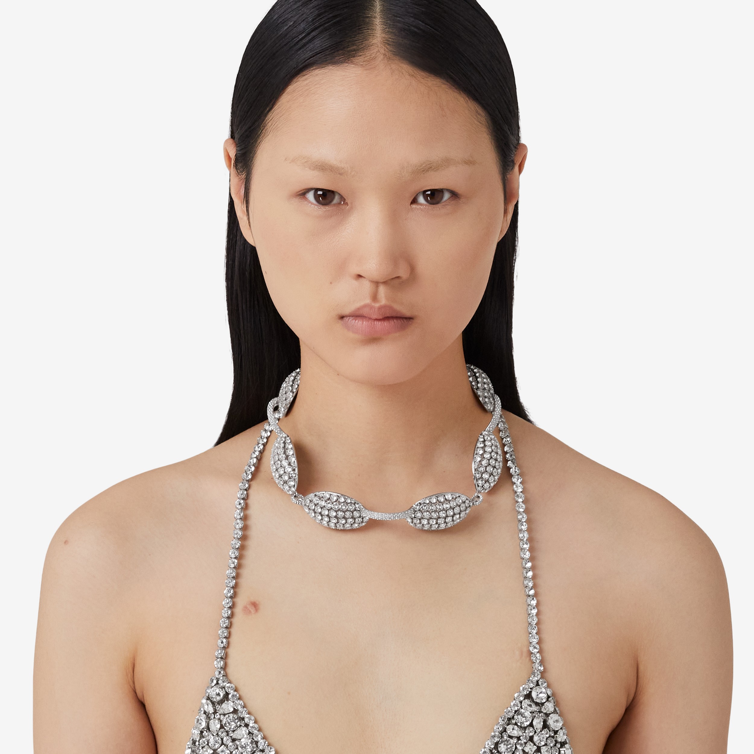 Palladinierte Halskette mit Kristallen (Palladium/kristallfarben) - Damen | Burberry® - 3
