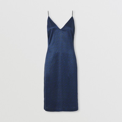 royal blue satin slip dress