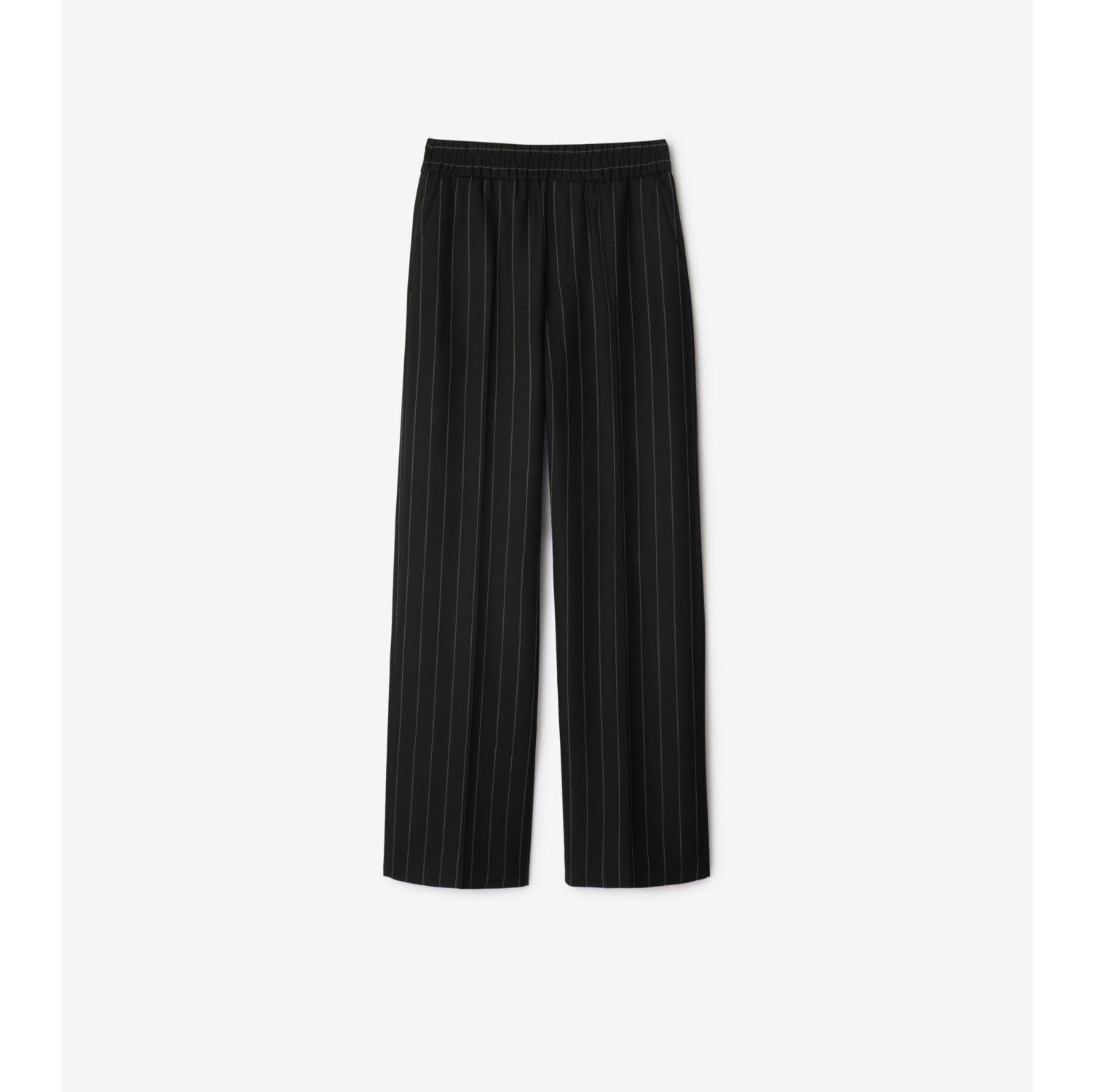 Pinstriped Wool Tailored Trousers