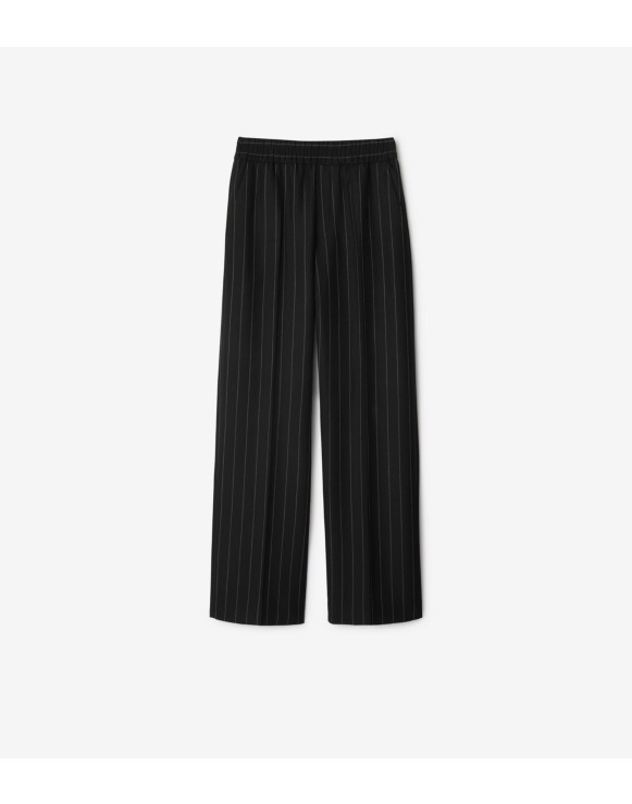 Pinstriped Wool Tailored Trousers