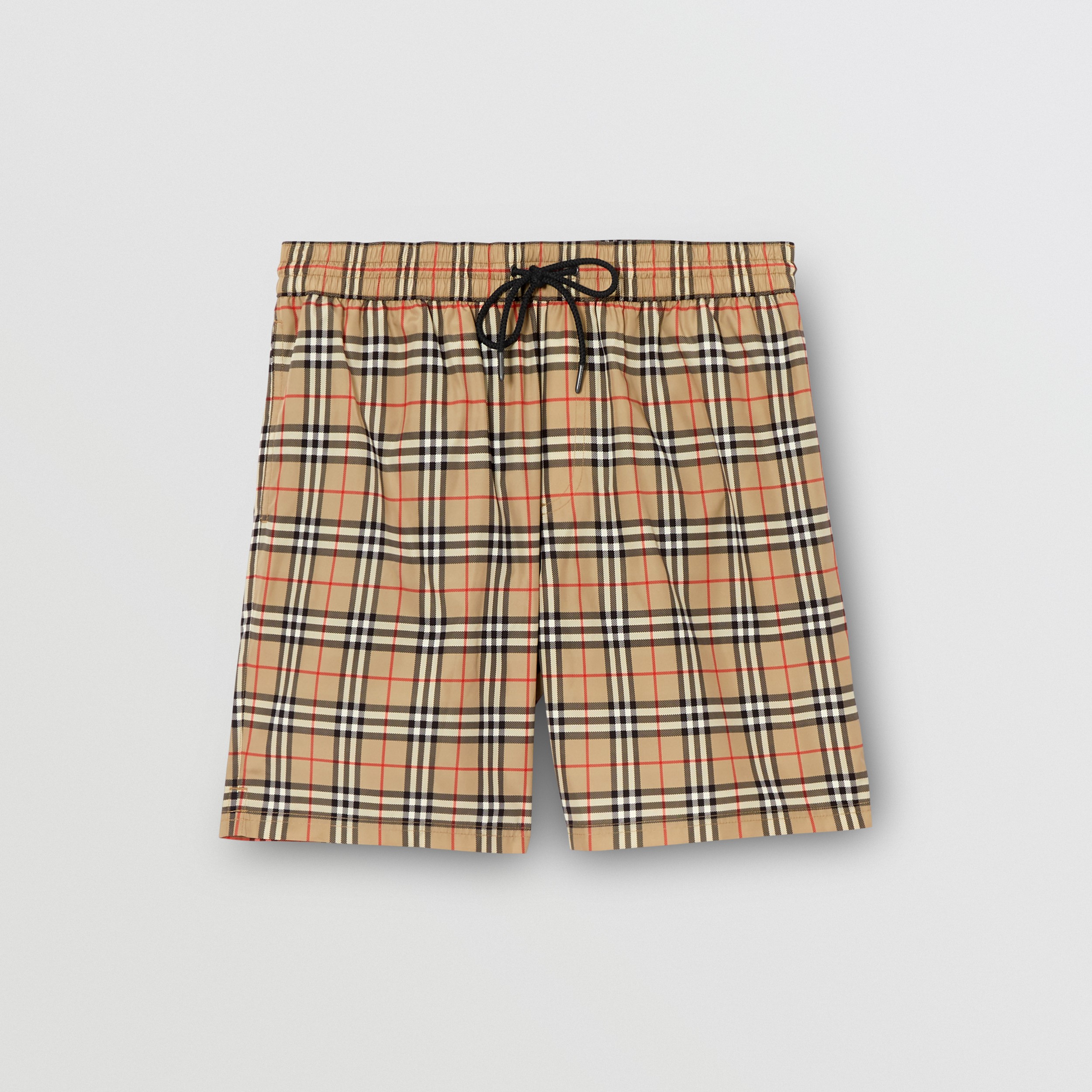 Small Scale Check Drawcord Swim Shorts in Archive Beige - Men | Burberry® Official - 1