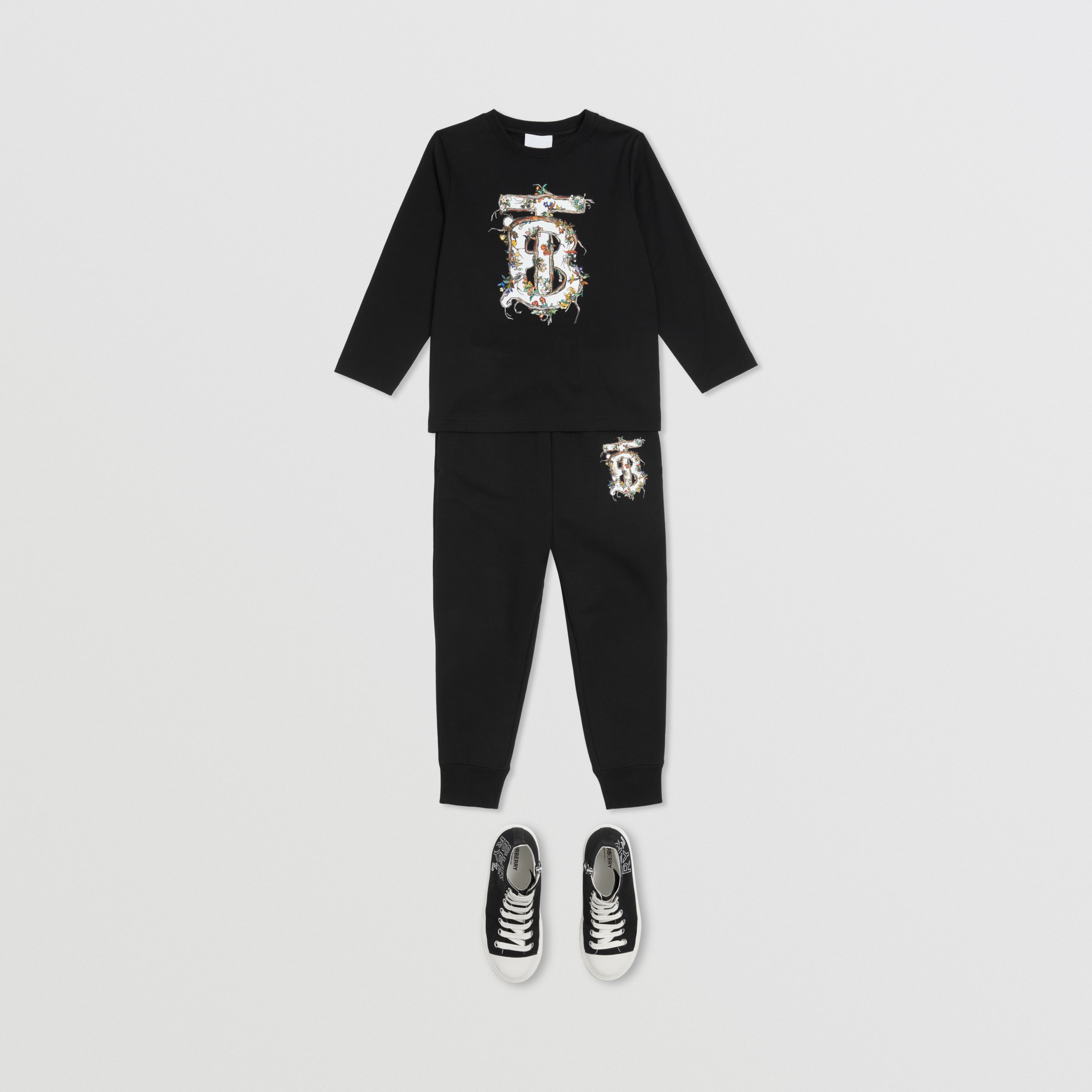 Monogram Motif Cotton Jogging Pants in Black - Children | Burberry® Official - 4