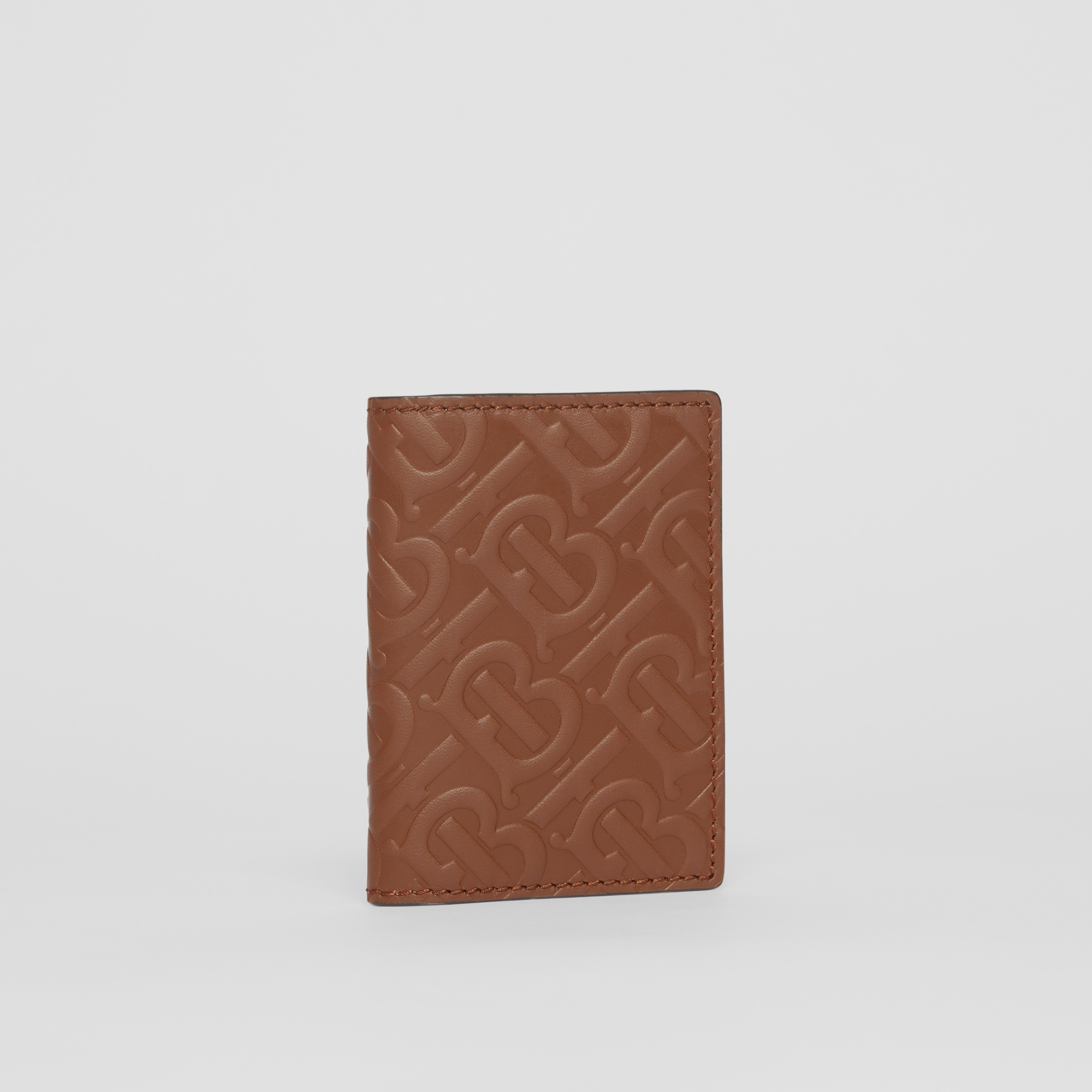 Monogram Leather Bifold Card Case in Dark Tan | Burberry United States