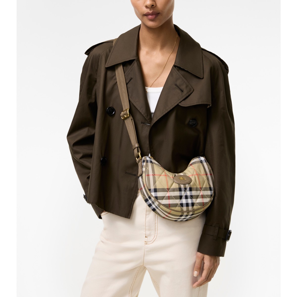  Check Horseshoe Crossbody Bag​