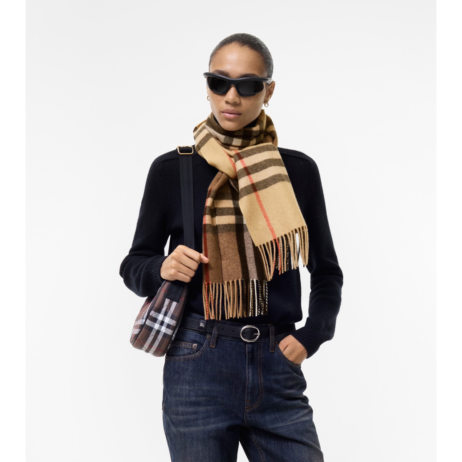 Gradient Check Cashmere Scarf - thumbnail 3