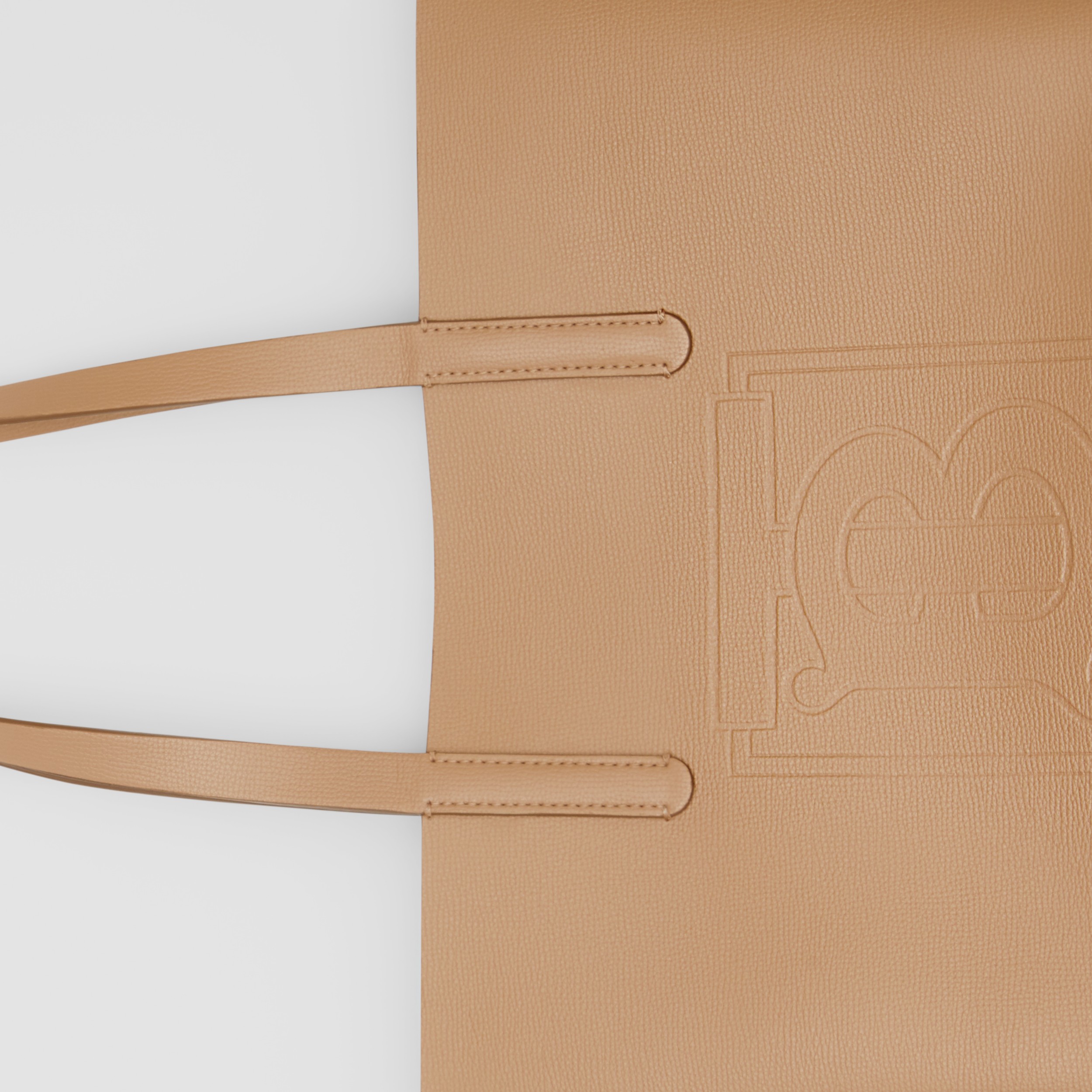 Embossed Monogram Motif Leather Tote in Camel - Women | Burberry United ...