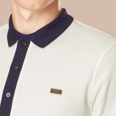 Mercerised Cotton Polo Shirt In White/navy - Men | Burberry United States