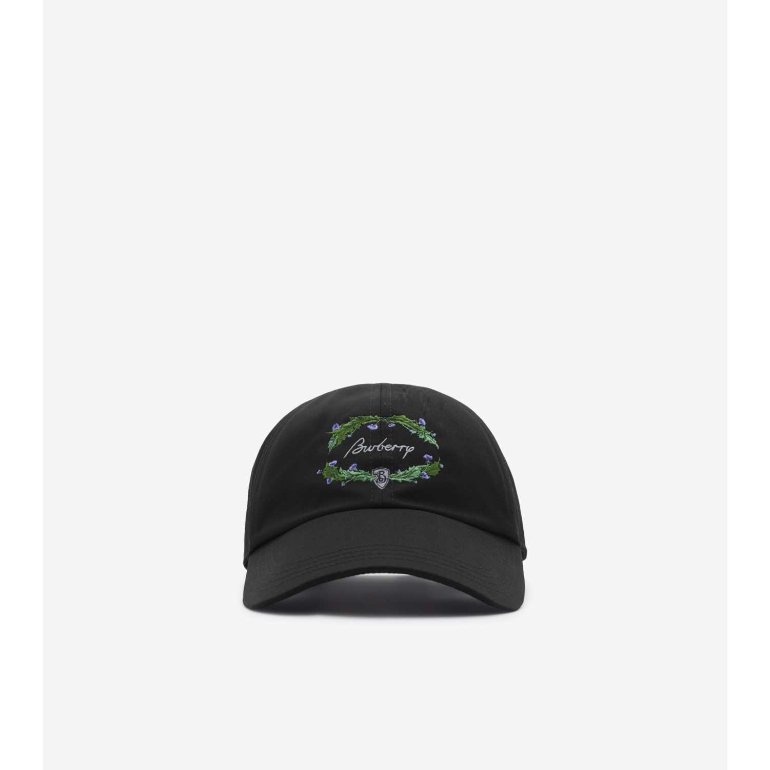 Thistle Logo Cotton Blend Baseball Cap in Coal Men Burberry Official