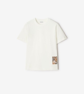 新品タグ付きBURBERRY ホワイトトップスTシャツ Check Label Cotton T-shirt in Chalk white - Women | Burberry® Official