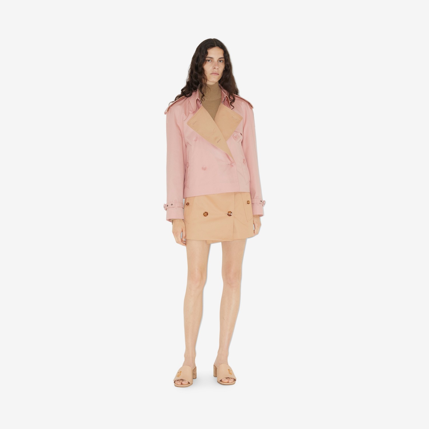 Cotton Gabardine Cropped Trench Coat in Sorbet Pink - Women | Burberry® Official
