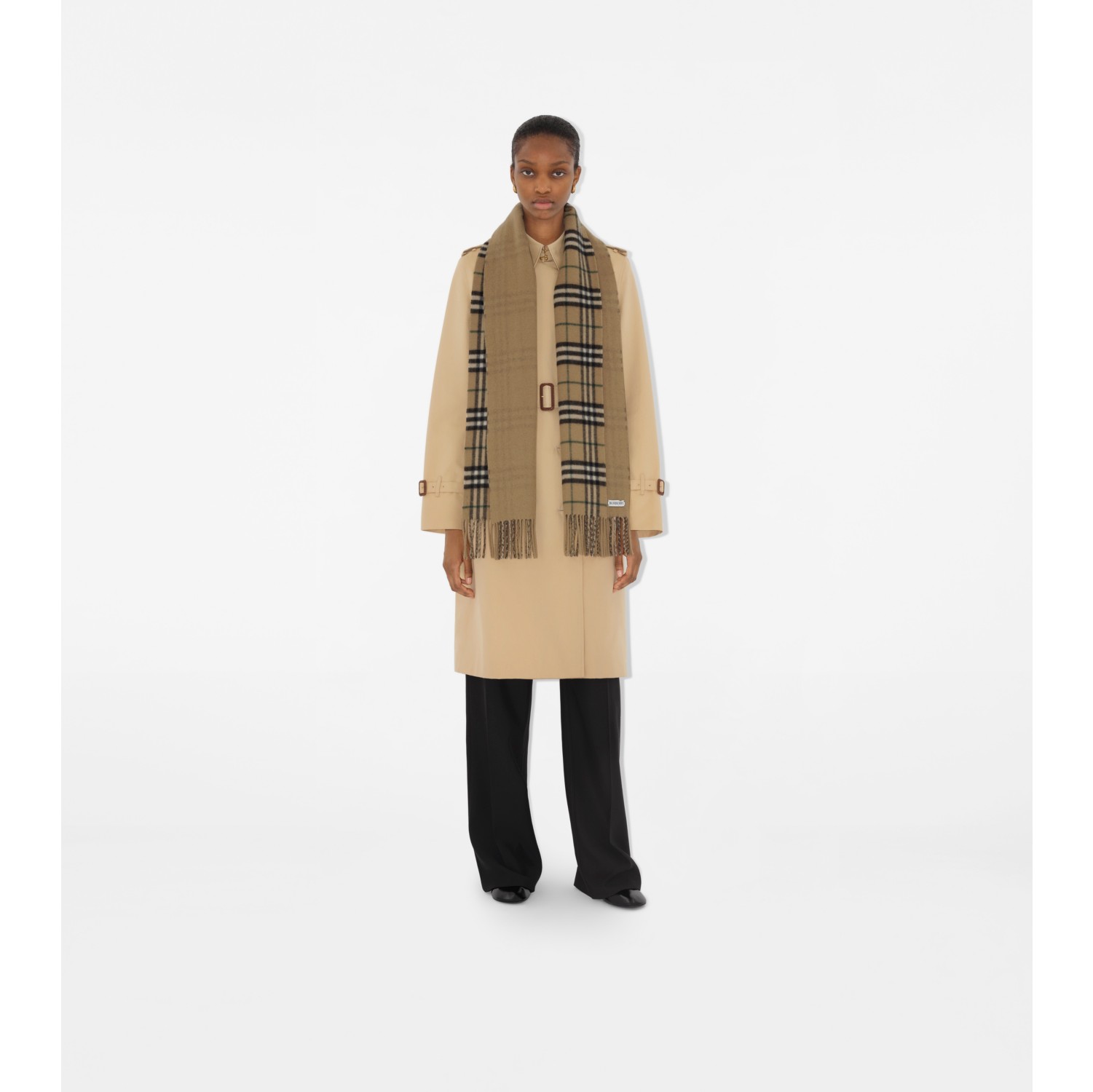 Reversible Check Cashmere Scarf in Linden Burberry Official