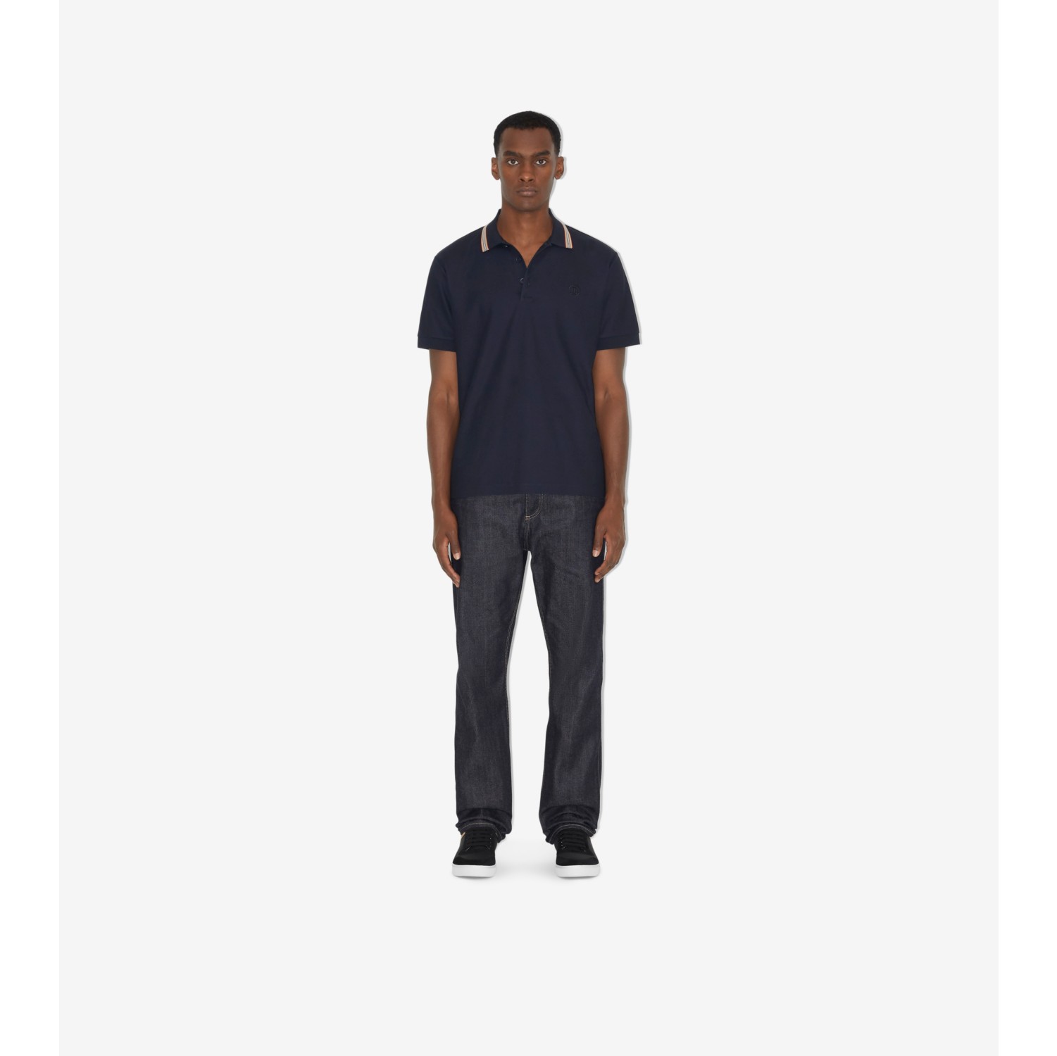 Cotton Polo Shirt in Coal blue Men Burberry Official