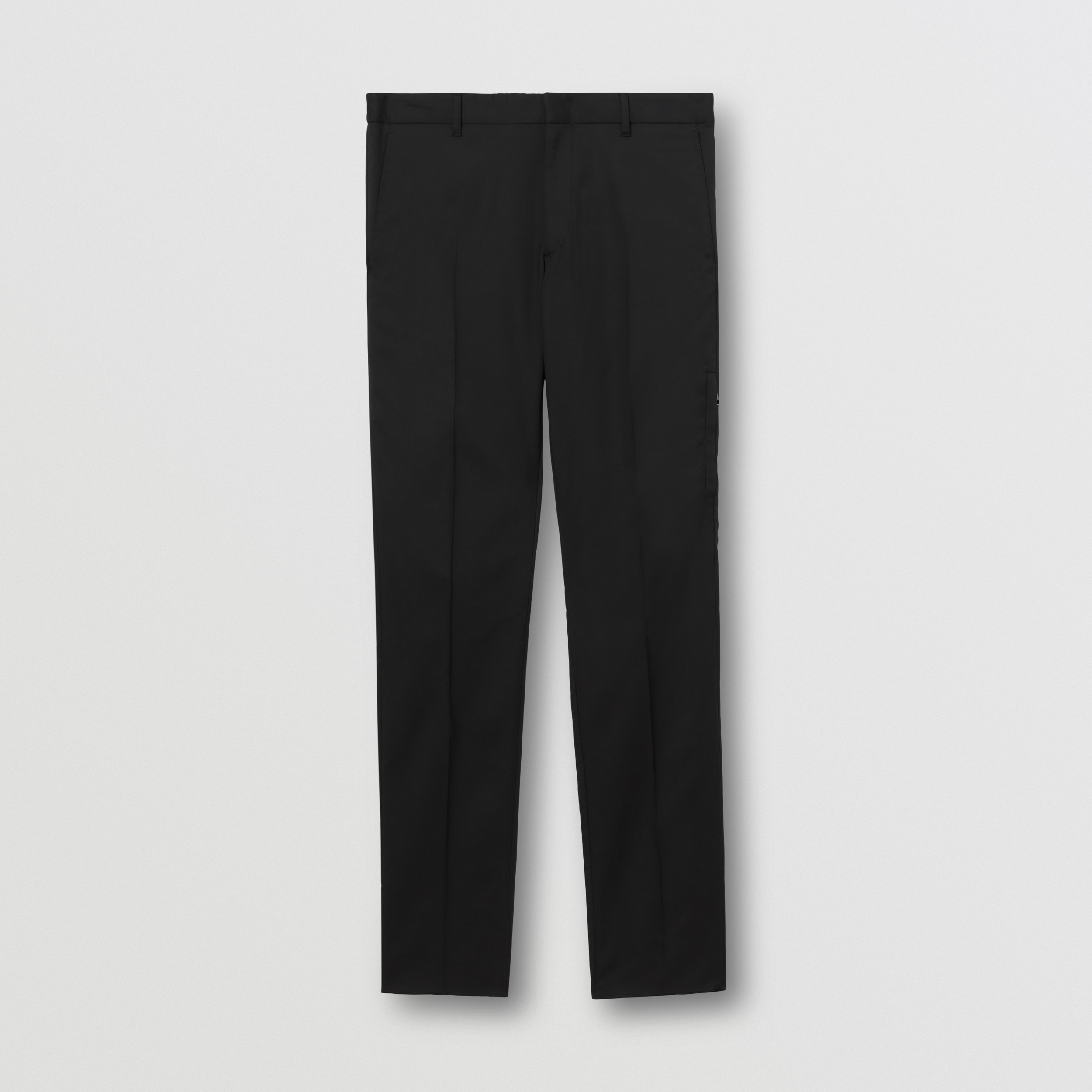 Slim Fit Pocket Detail Wool Blend Trousers in Black - Men | Burberry® Official - 4
