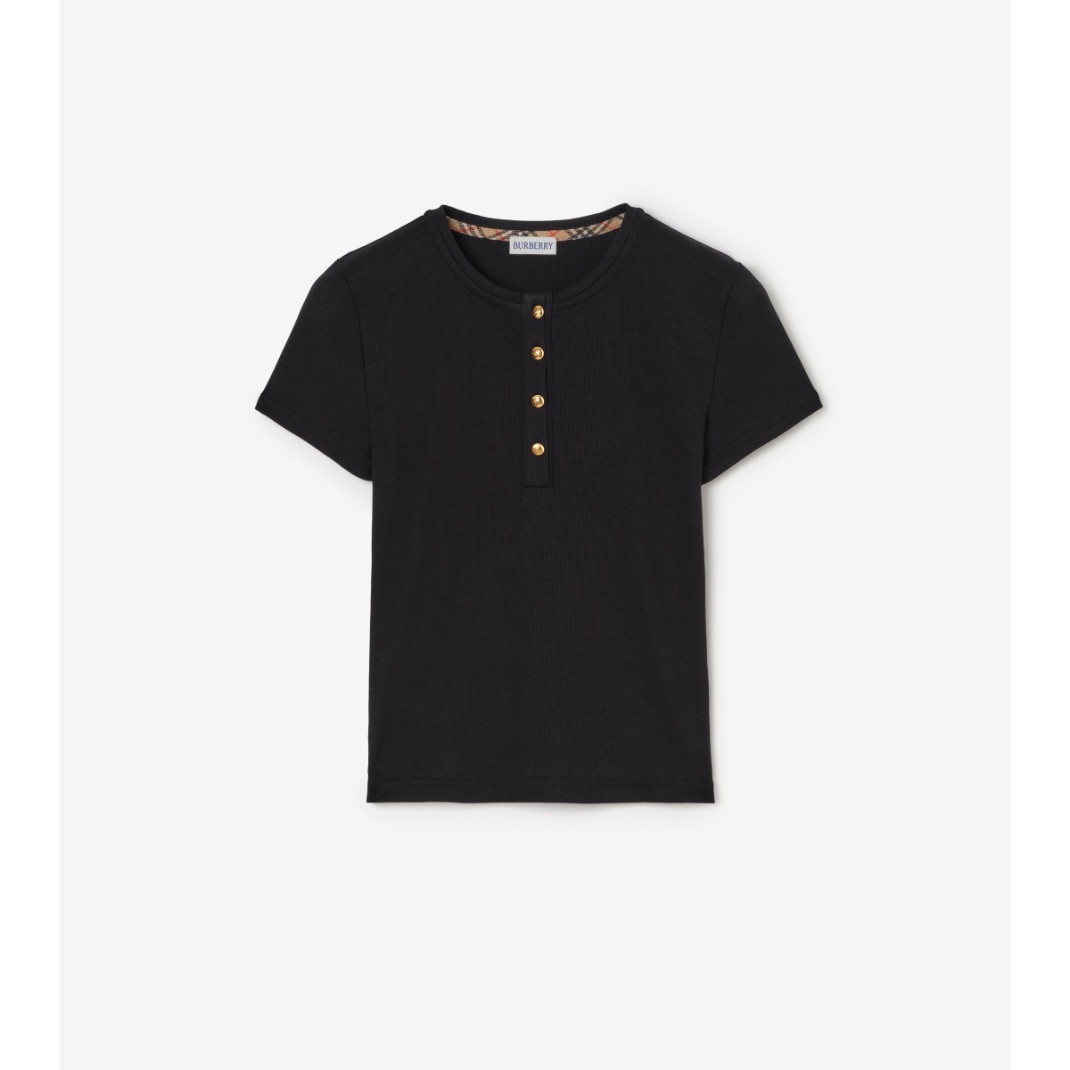  Check Cropped Cotton T-shirt