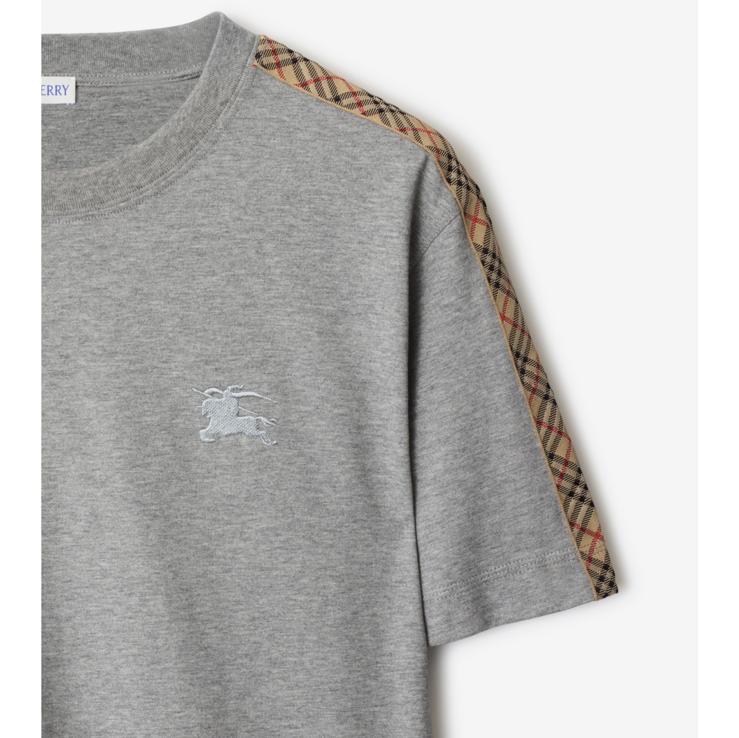 Check Trim Cotton T-shirt