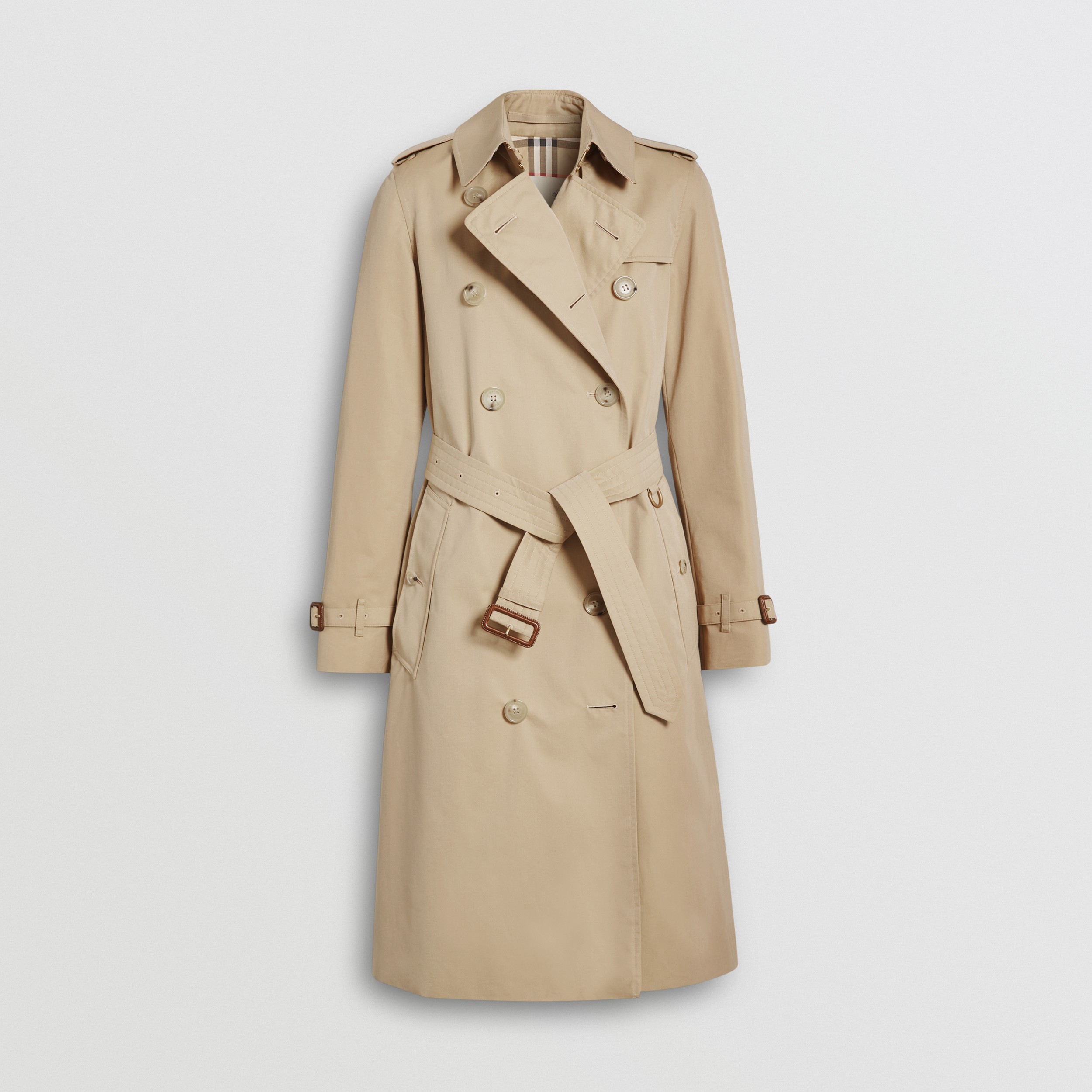 Burberry Kensington Short Cotton Trench Coat in Honey Natural Womens Clothing Coats Raincoats and trench coats 