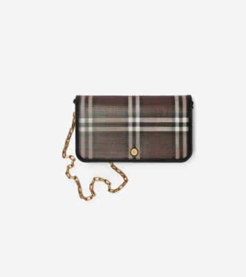 Burberry チェック チェーンストラップ ウォレット (チョコレートブラウン) - ウィメンズ | Burberry®公式サイト
