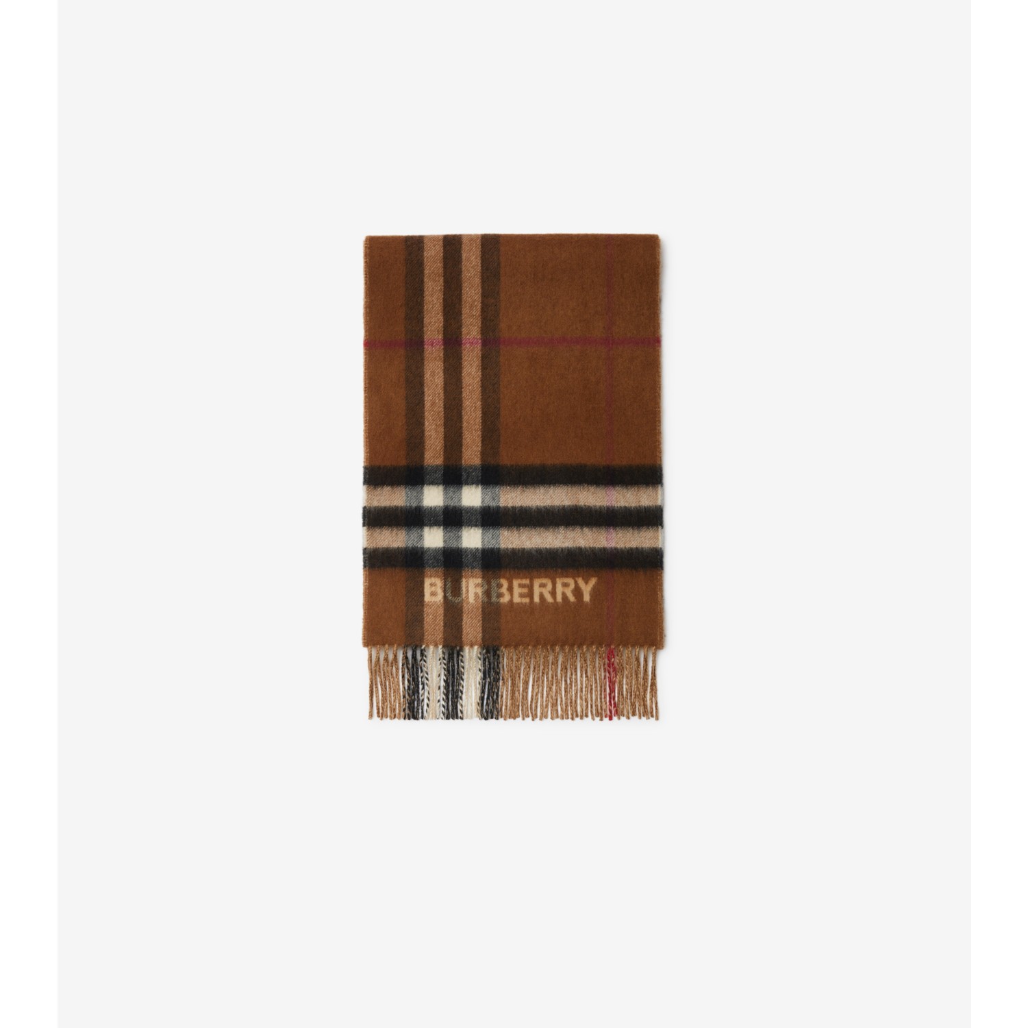 Contrast Check Cashmere Scarf in Archive Beige/birch Brown