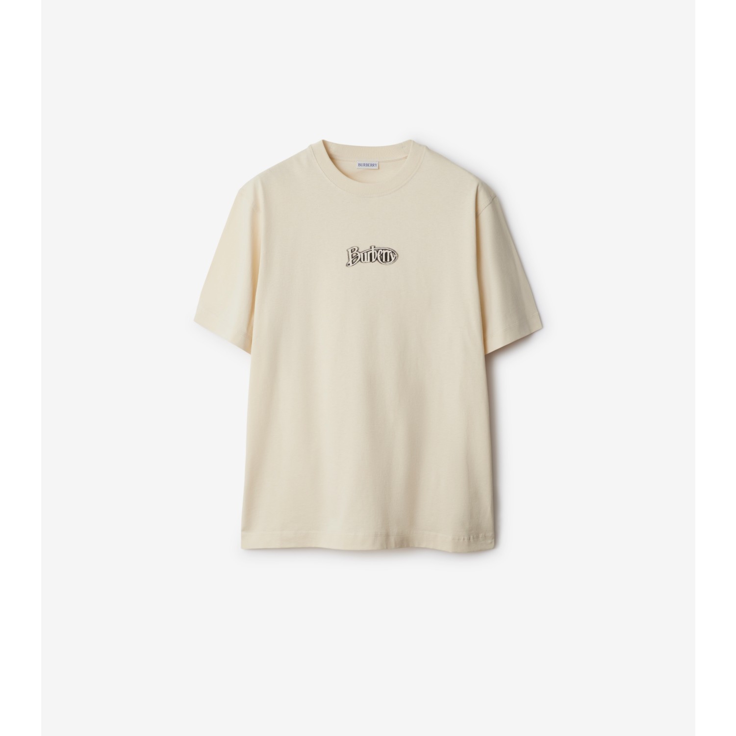 Logo Cotton T shirt in Tundra Men Burberry Official