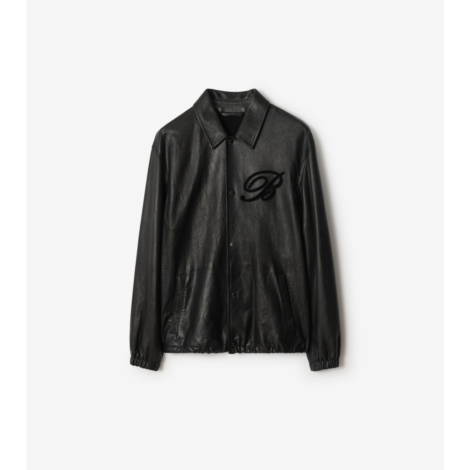 Sobrecamisa en piel con logotipo en cursiva