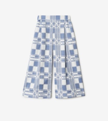 Burberry - Straight Fit Contrast Check Cotton Trousers