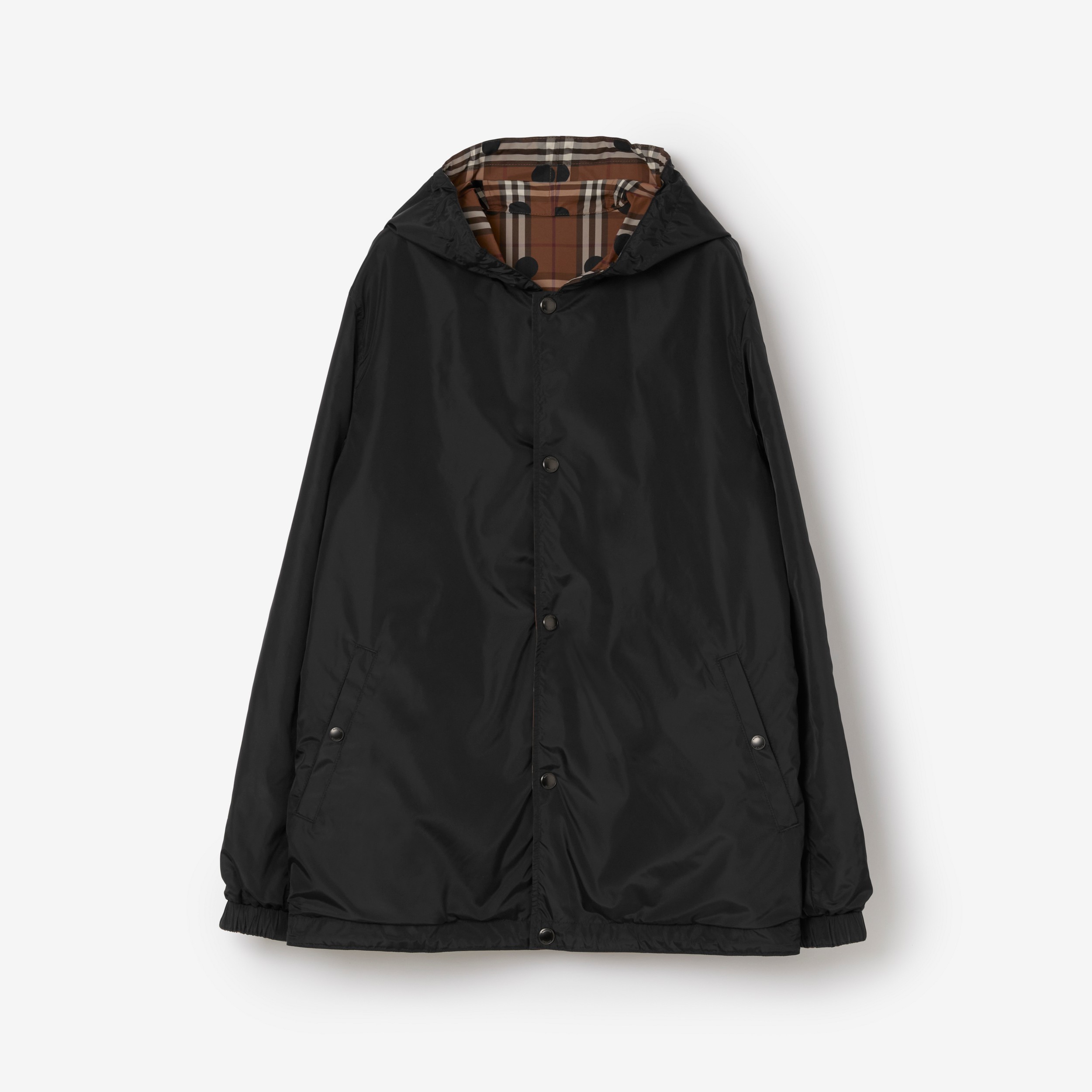 Jaqueta de nylon dupla face com estampa de poás e Vintage Check (Marrom Bétula Escuro) - Homens | Burberry® oficial - 1