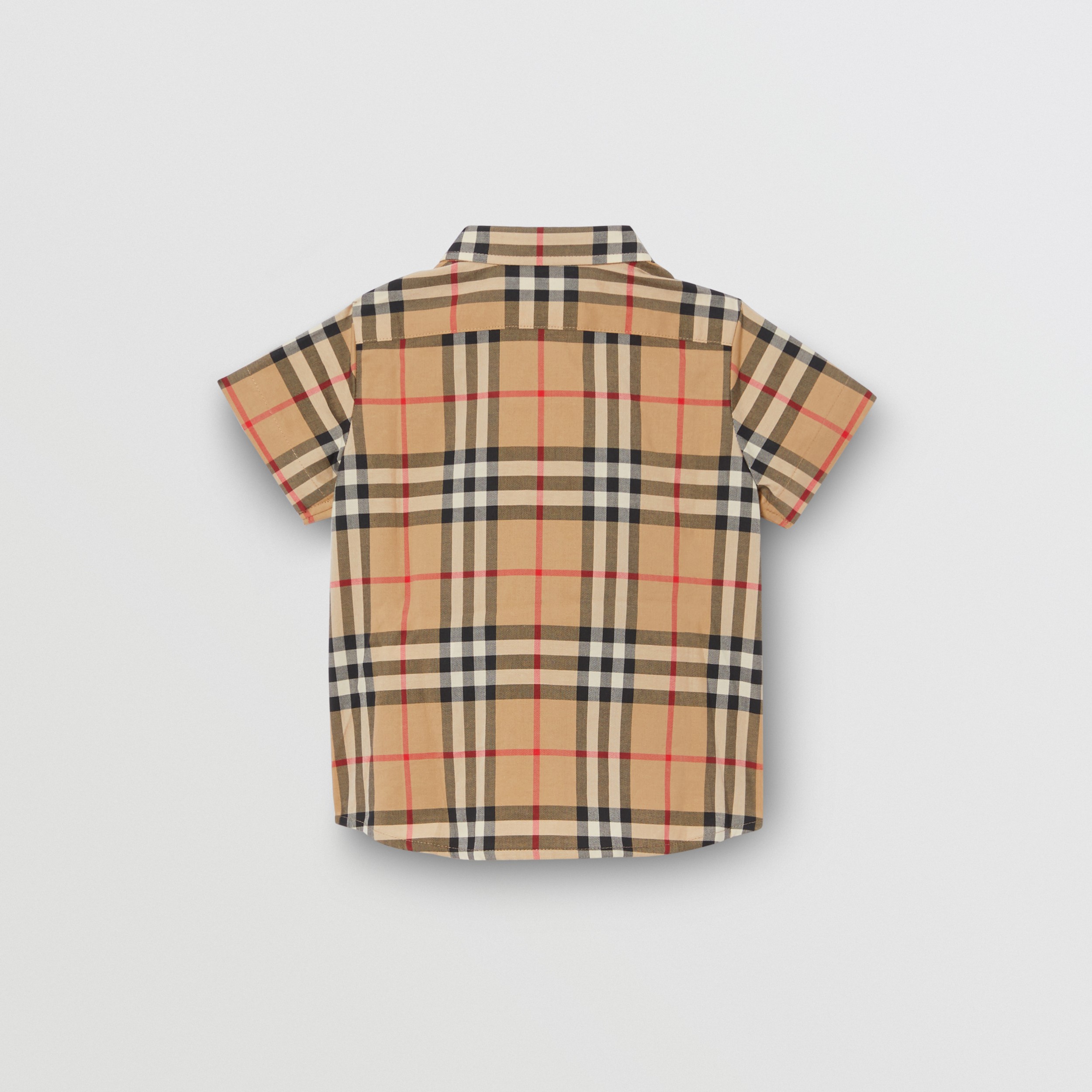 Short-sleeve Vintage Check Cotton Shirt in Archive Beige - Children ...