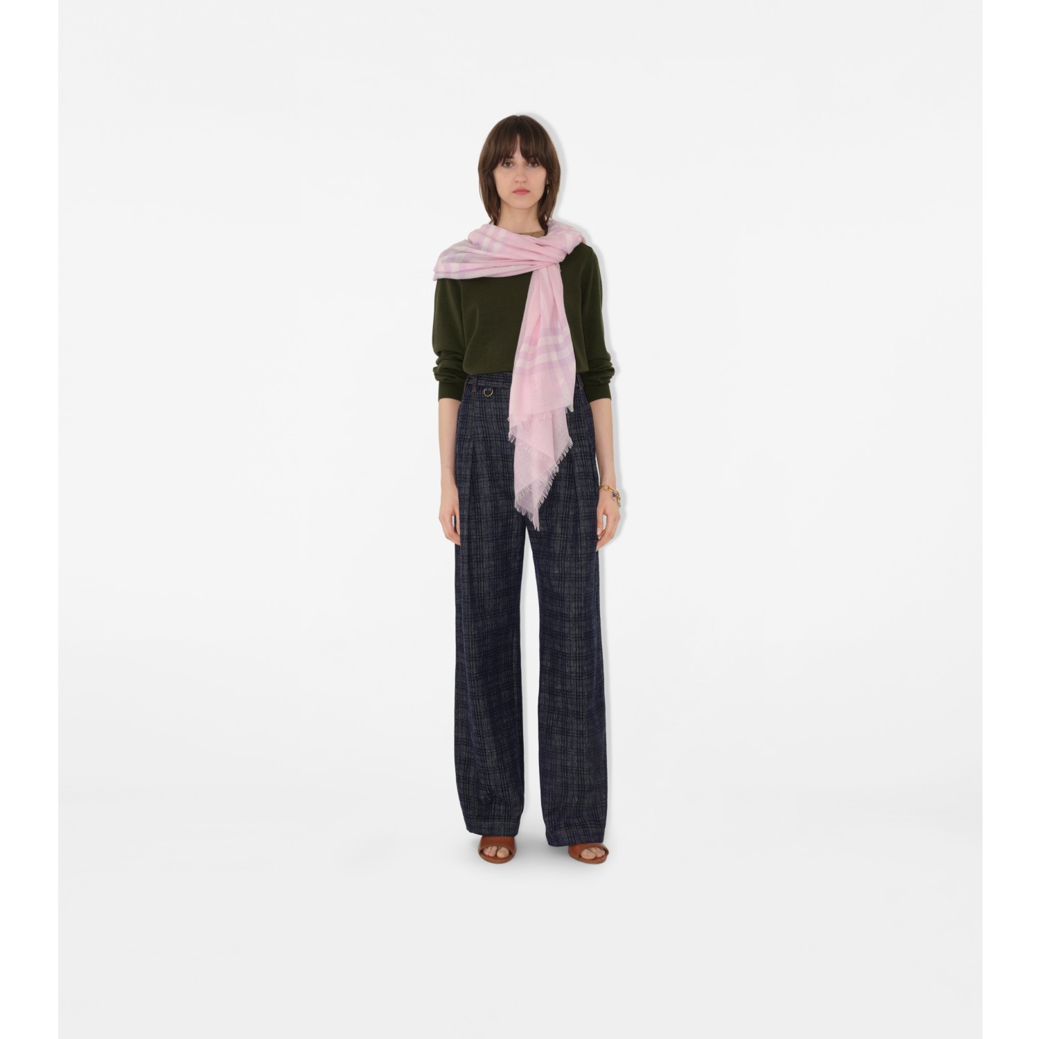 Écharpe large en laine Check