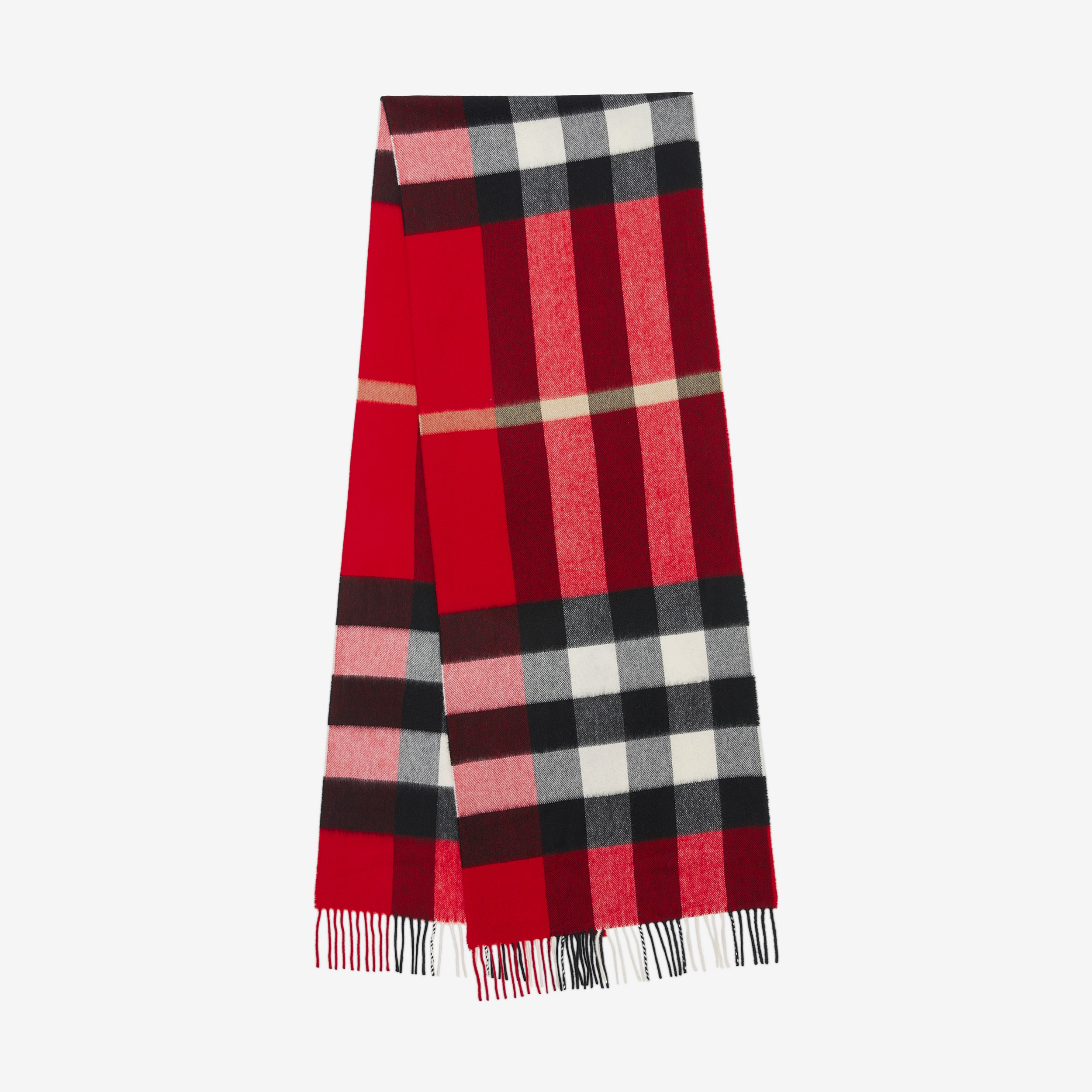 格纹羊绒围巾 (红色) | Burberry® 博柏利官网 - 1