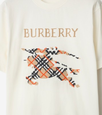 BURBERRY★Cross Stitch EKD コットン Tシャツ Burberry: Black Cross Stitch EKD​ Cotton T-shirt | SSENSE