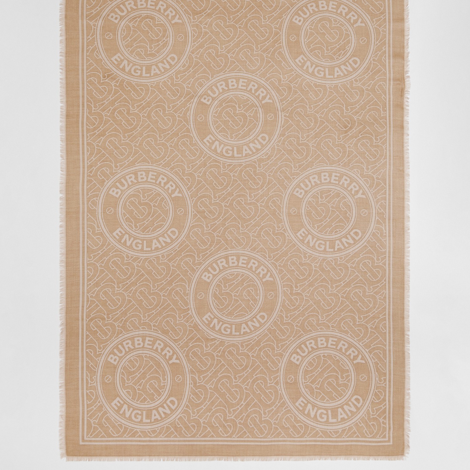 Lightweight Logo Graphic Cashmere Jacquard Scarf in Camel | Burberry® Official
